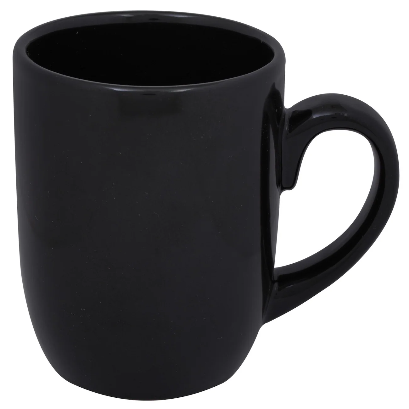 Classic Black Stoneware Mugs, 12 oz