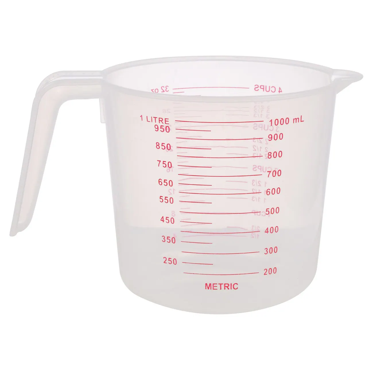 Large 4-Cup Capacity Clear Plastic Measuring Cups