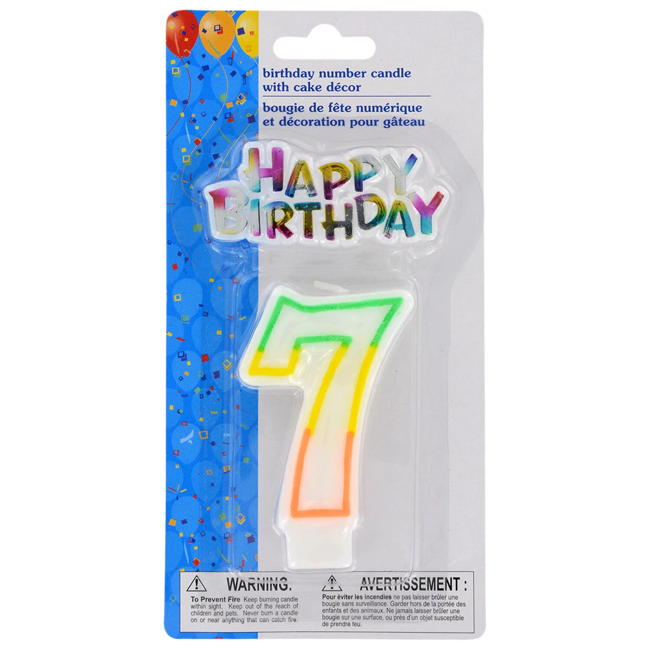 Happy 7th Birthday Candles with Cake Decor, 2-pc. Sets