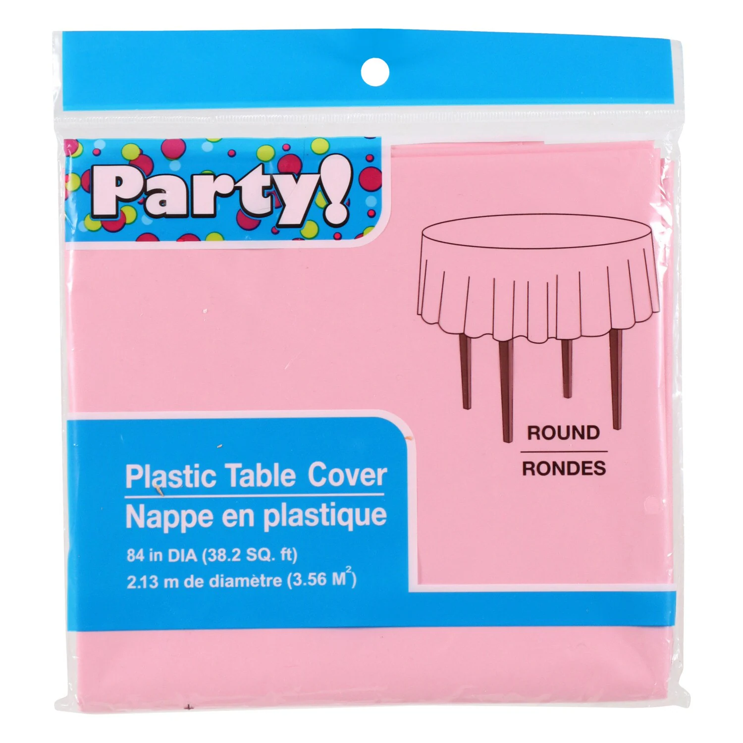 Round Plastic Tablecloth - Pink, 84 in