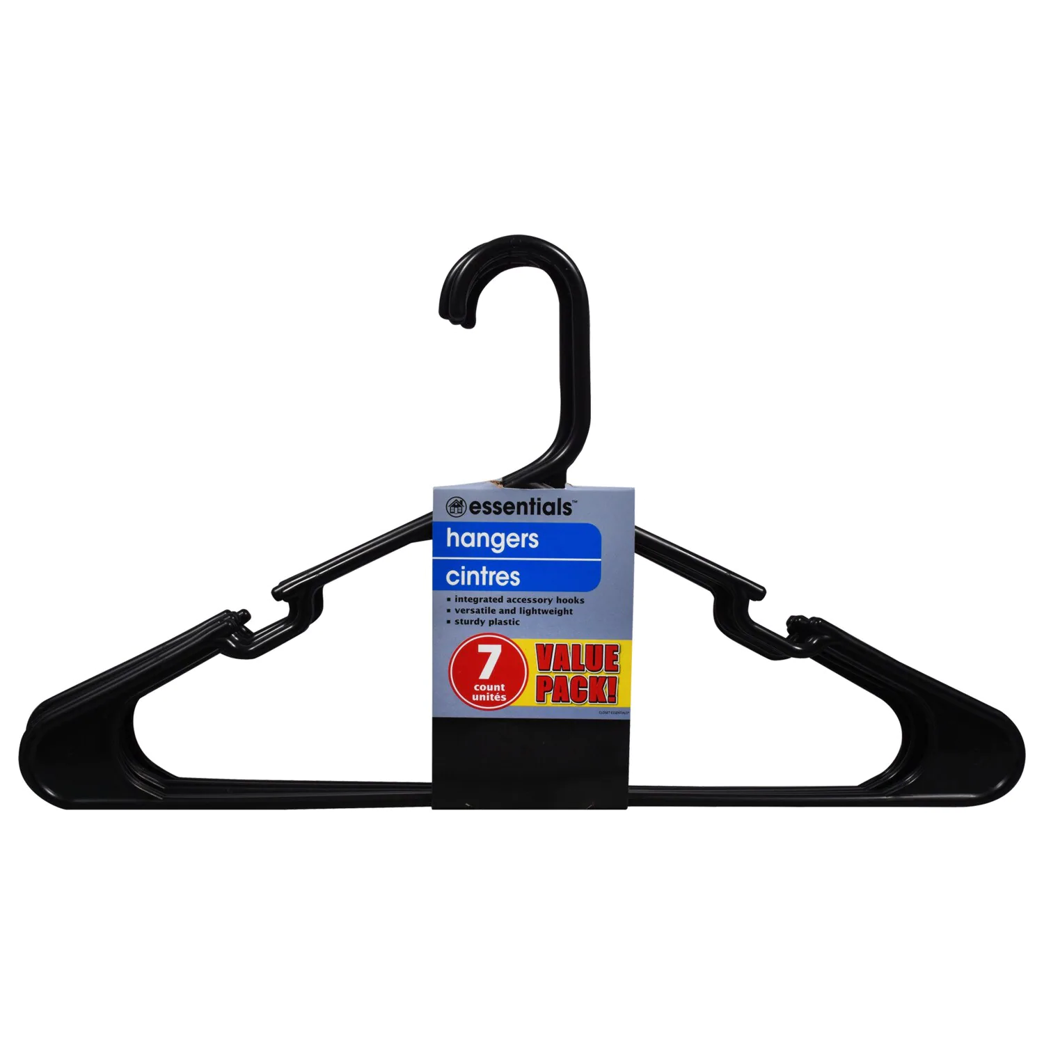 Essentials Black Plastic Adult-Sized Hangers