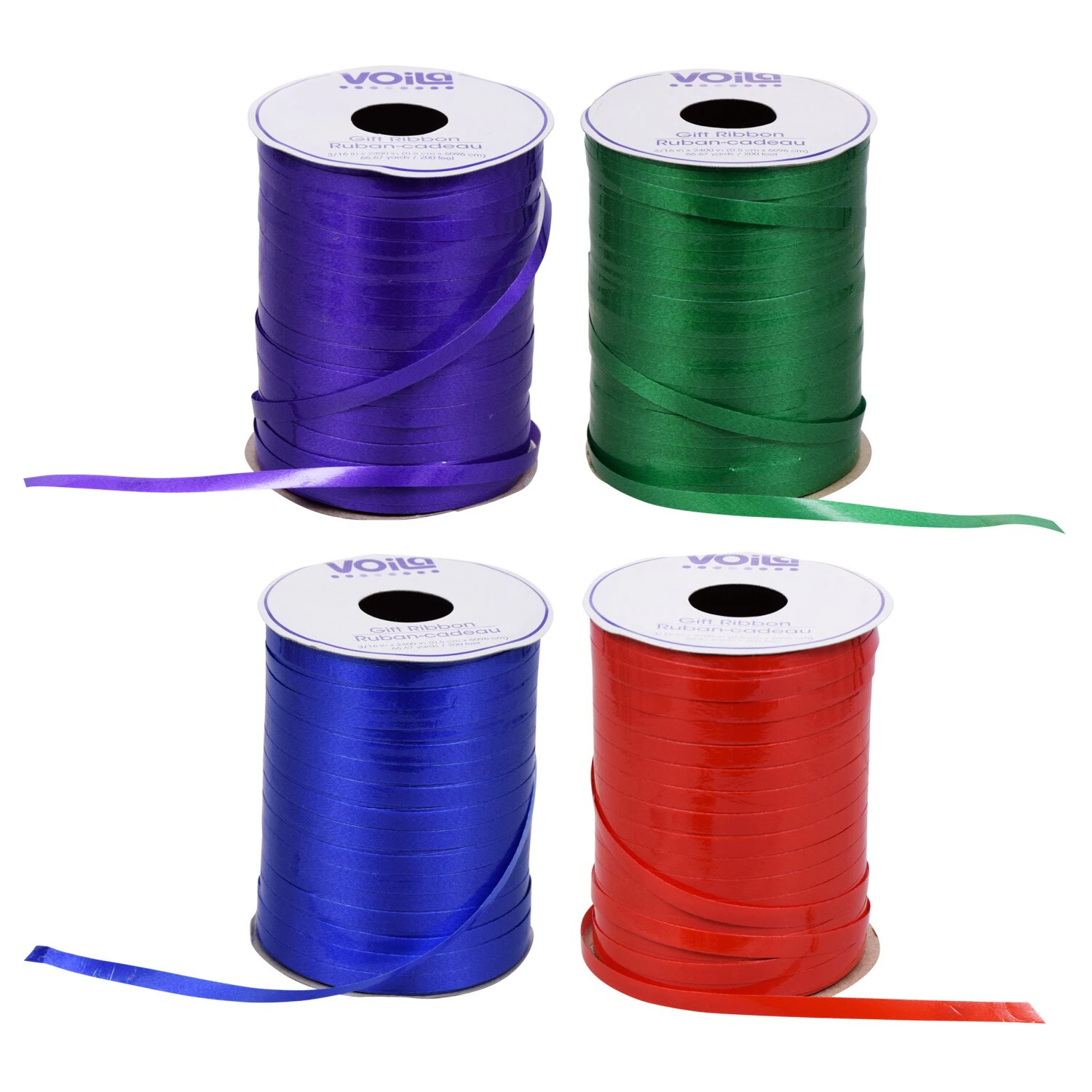 Voila Bright Curling Gift Ribbons, 200-ft. Rolls