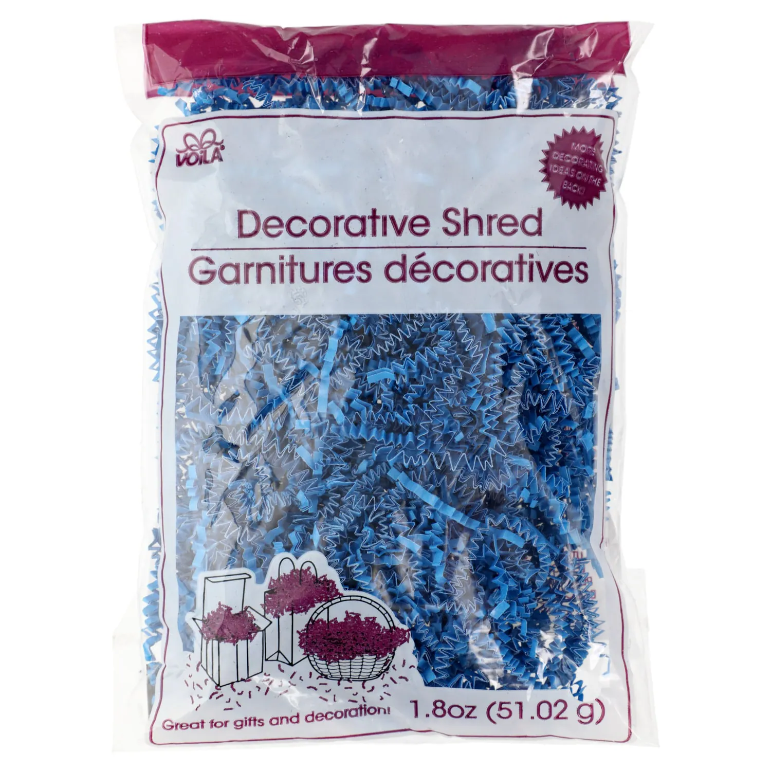 Voila Royal Blue Decorative Shredded Paper, 1.8 oz. Bags