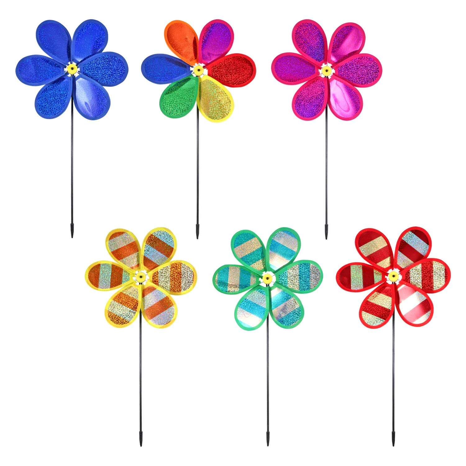 Metallic Flower Garden Pinwheels, 20.75x10 in