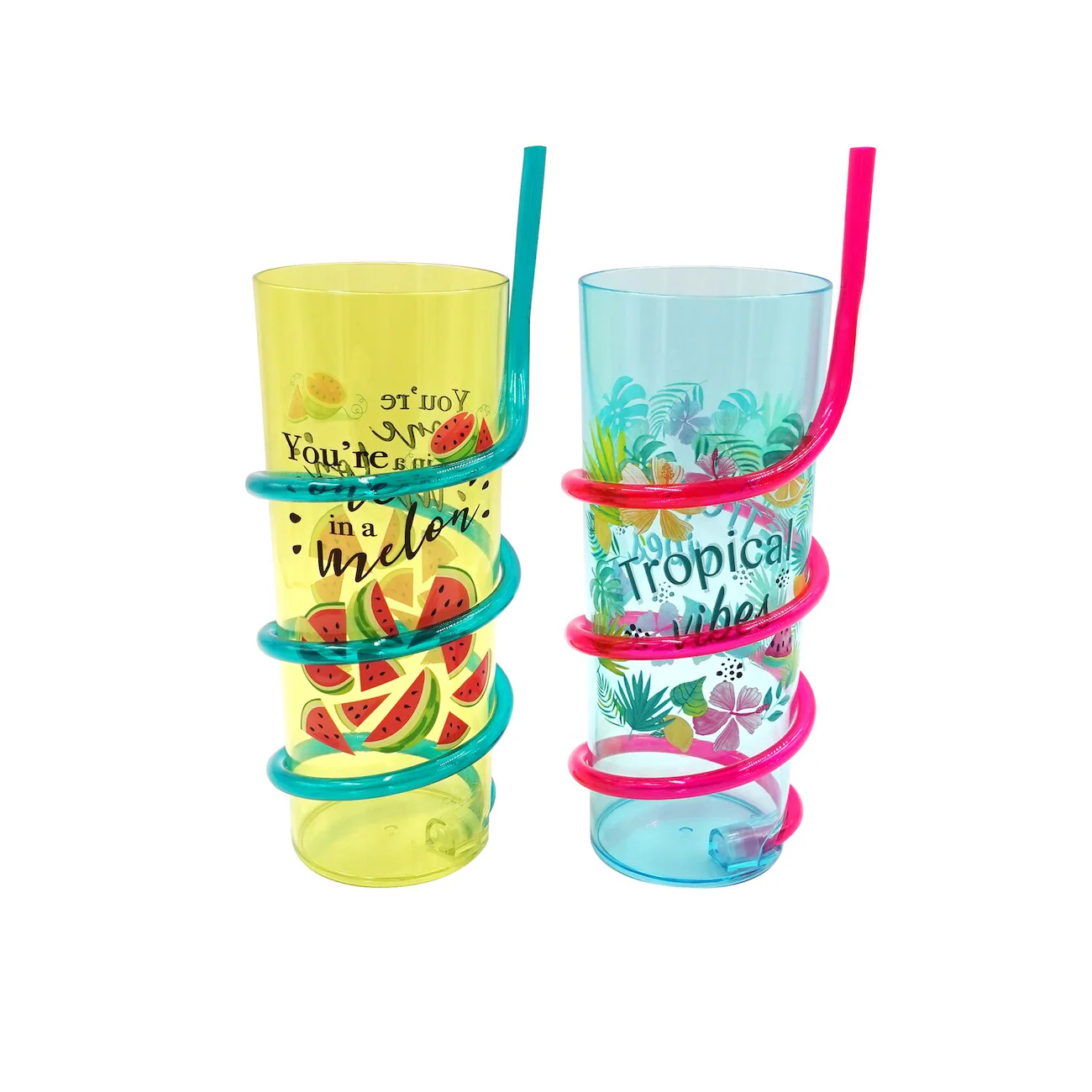 Swirl Straw Tumbler with Decals, 28 oz