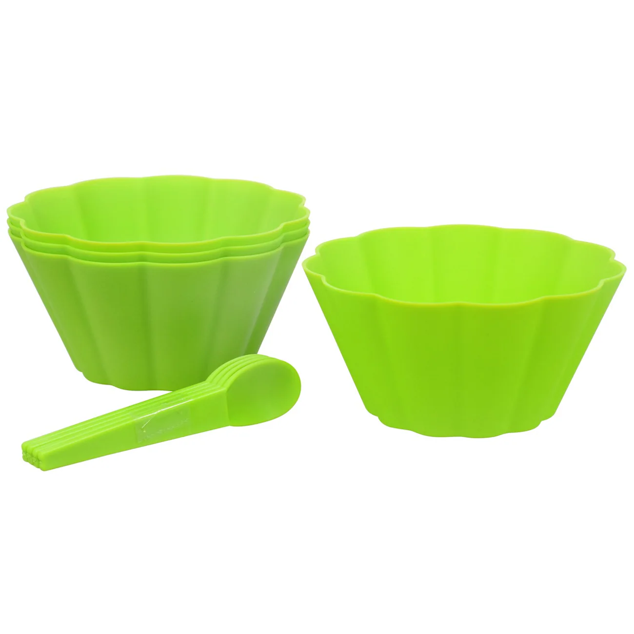 Plastic Ice Cream Sets with Spoons and Bowls, 8-Piece Sets