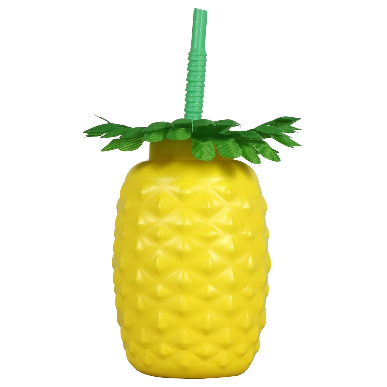 Yalow Plastic Luau-Themed Shaped Cups with Straws, 12 oz