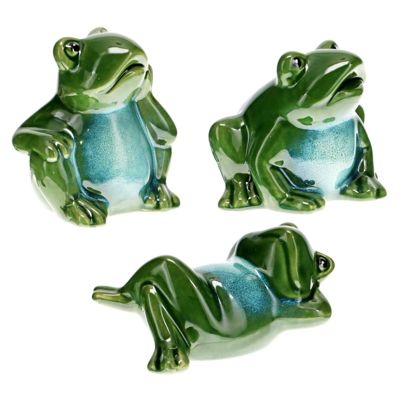 Garden Collection Whimsical Porcelain Garden Frog Statues, 2.875x3.375x3 in