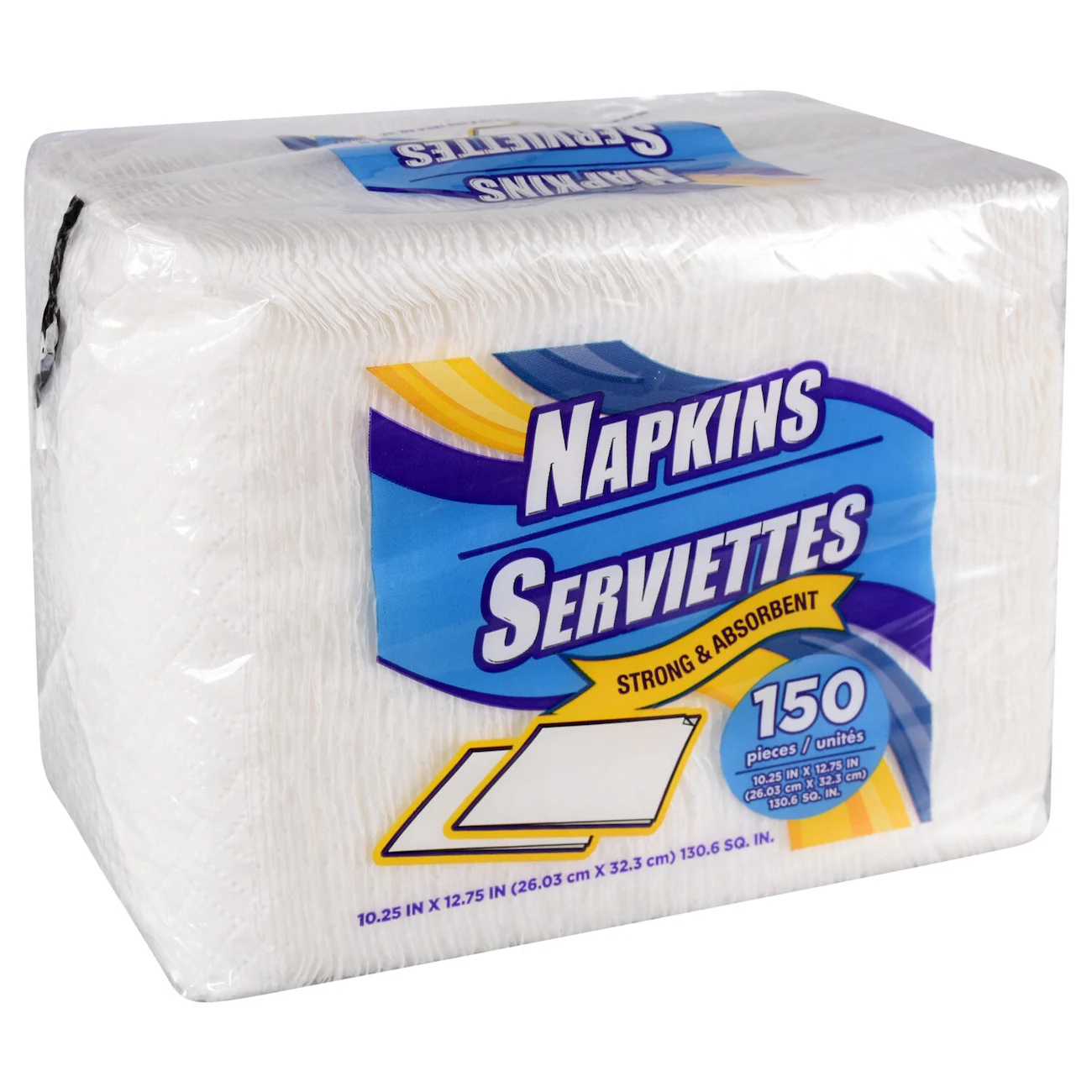 Super Absorbent White Paper Party Napkins, 150-ct. Packs