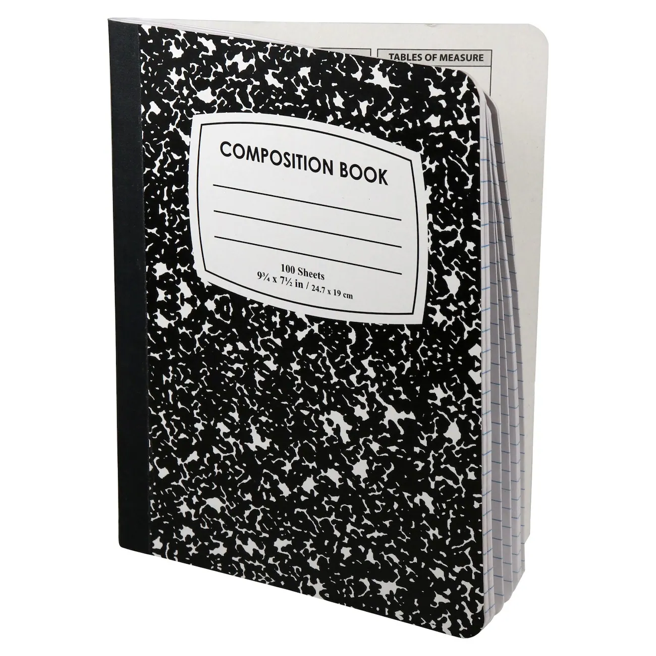 Black Marble Composition Book, 100 Sheets