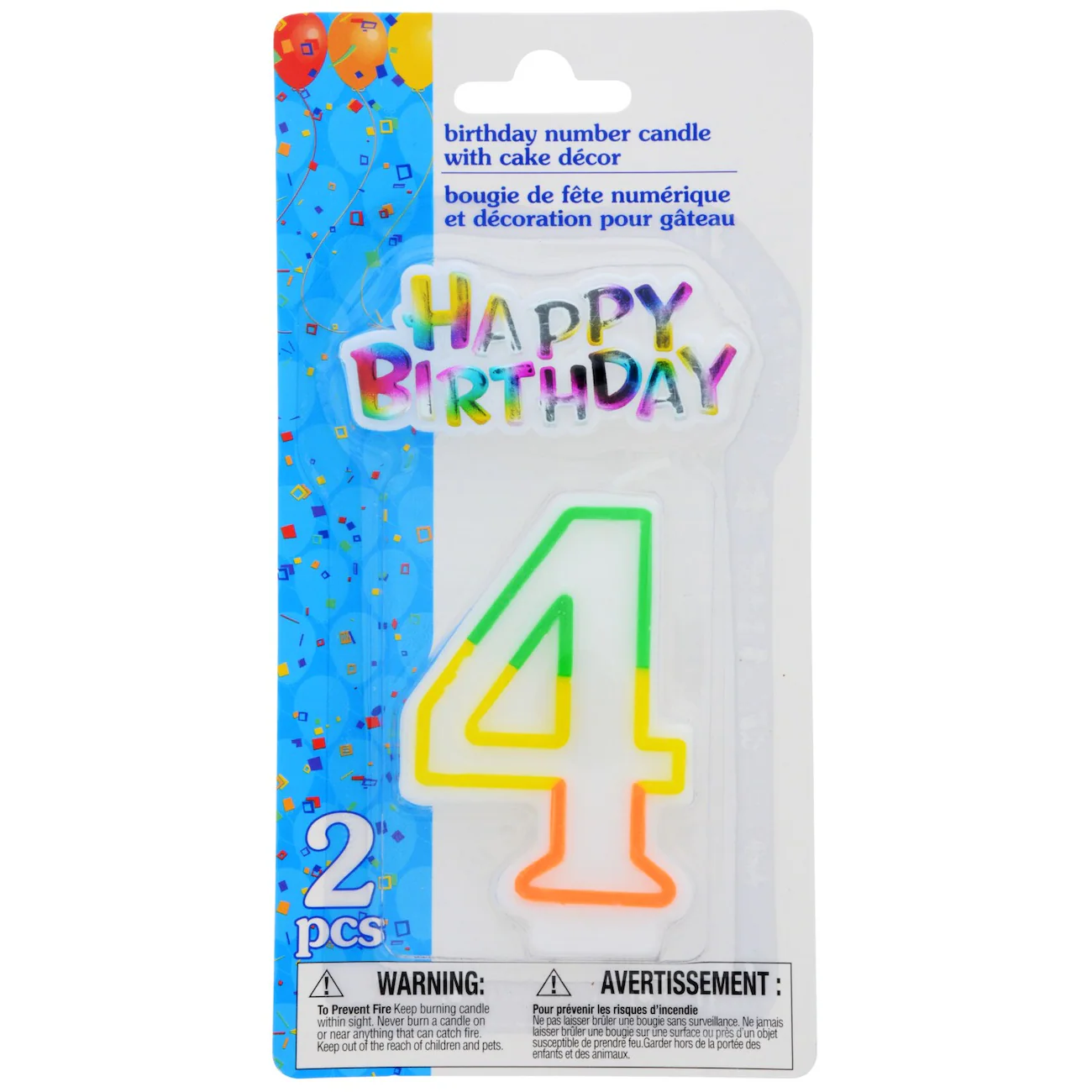 Happy 4th Birthday Candles with Cake Decor, 2-pc. Sets