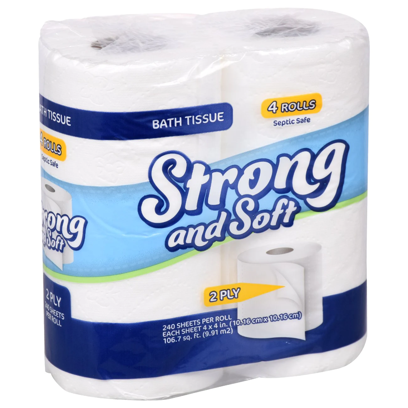 Strong and Soft 2-ply Bathroom Tissue, 4-Roll Packs