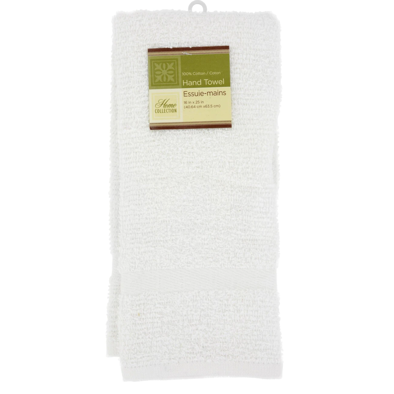 White Cotton Hand Towels, 16x25 in